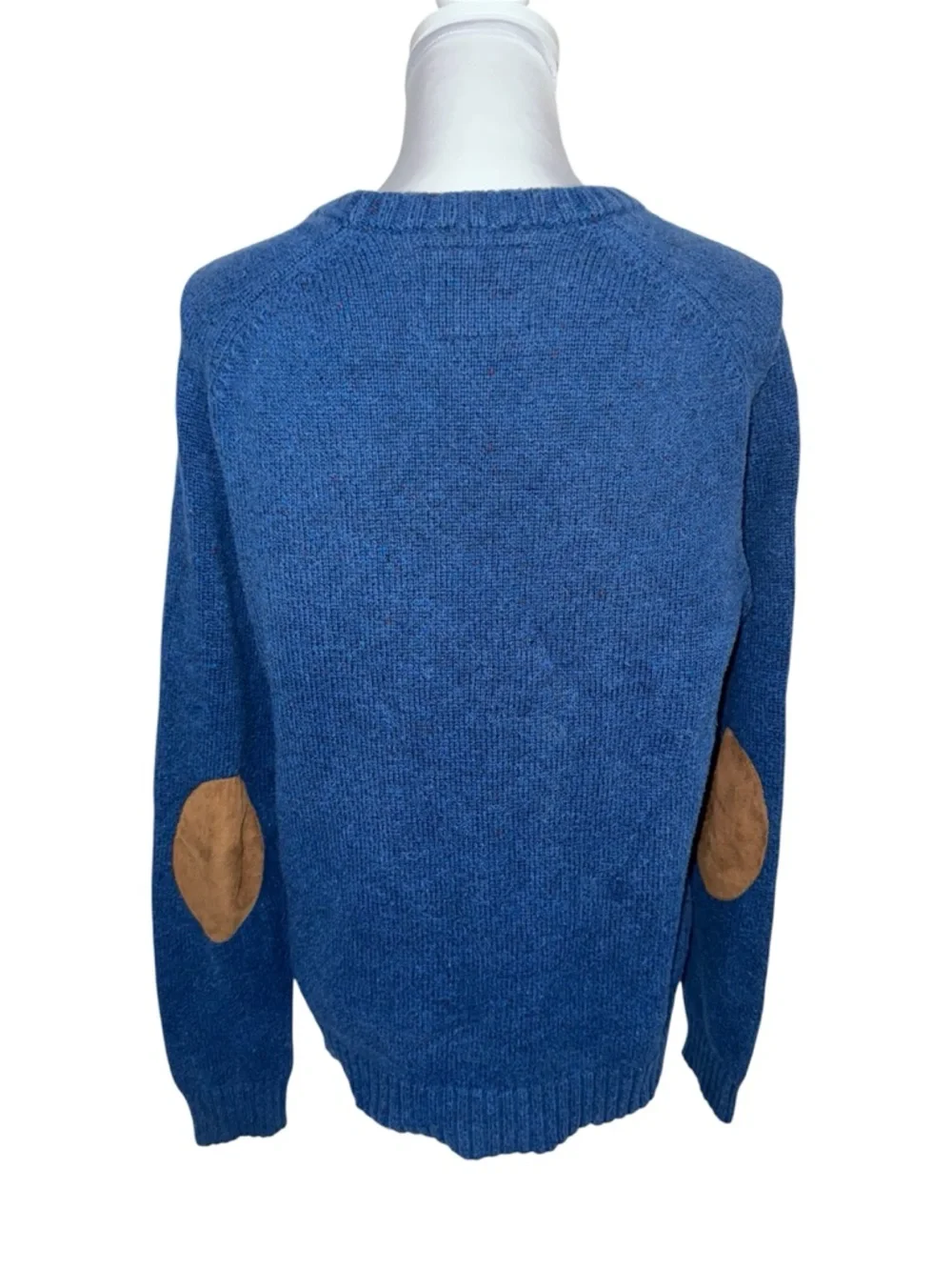 American Eagle Blue Crewneck Sweater Elbow Patch Logo Cotton Blend M‎